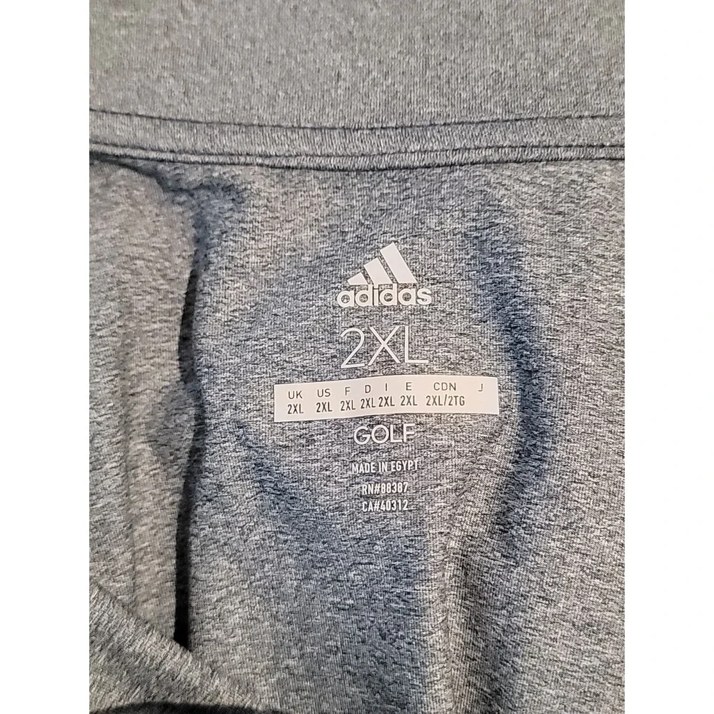Adidas Shirt Mens XXL 1/4 Zip Performance Long Sleeve Active Workout Gray Golf